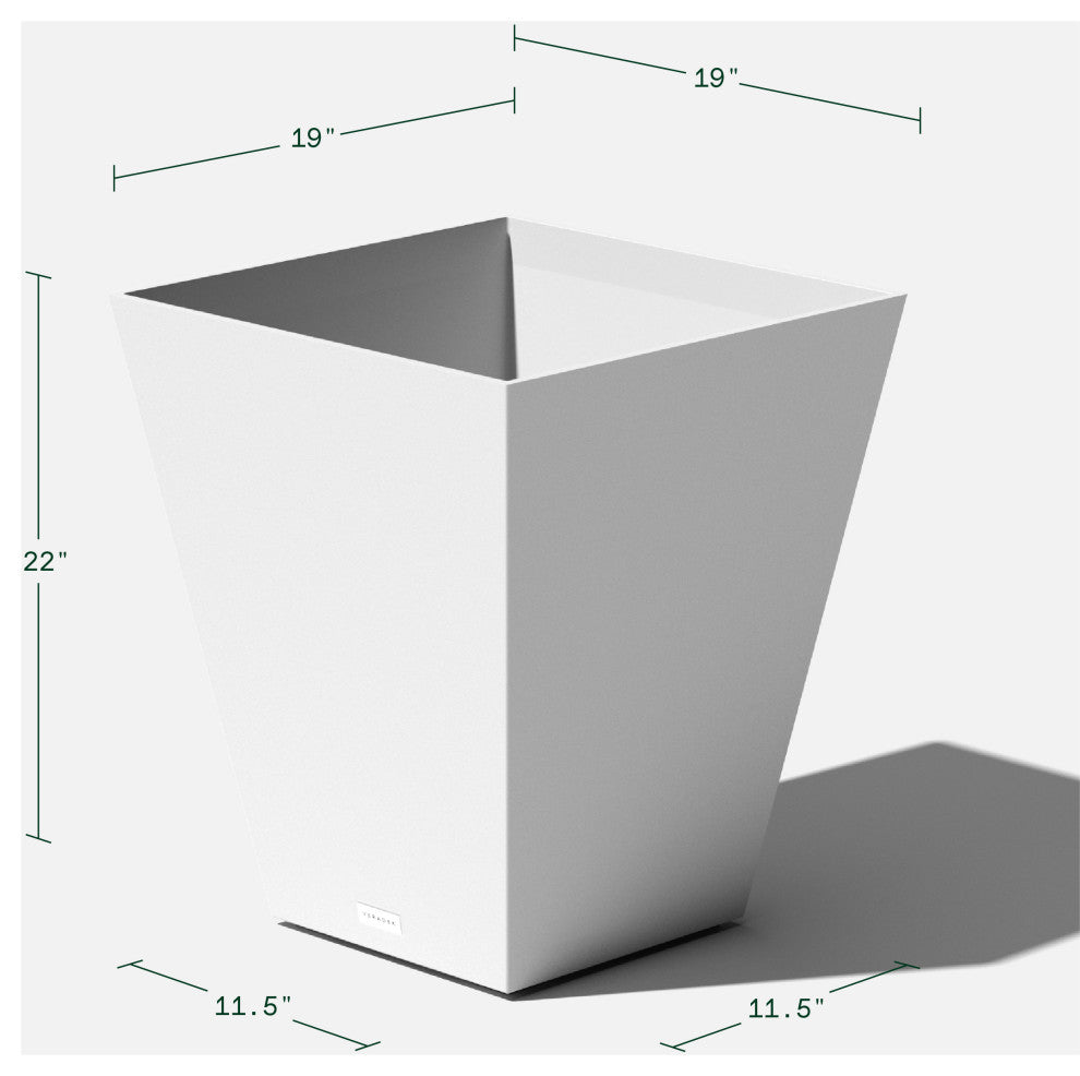 Nobleton Square Planter, White, 22 Inch, 2 Pack