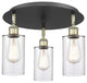 Clymer-3 Light 16" Flush Mount-Black Antique Brass, Clear Glass Shade
