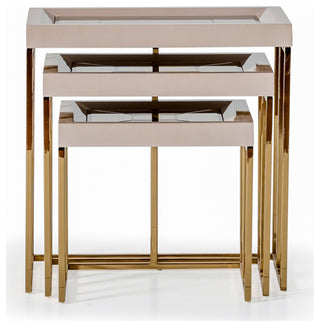 Carmela Nesting Tables Set of 3 Shimmering Ivory