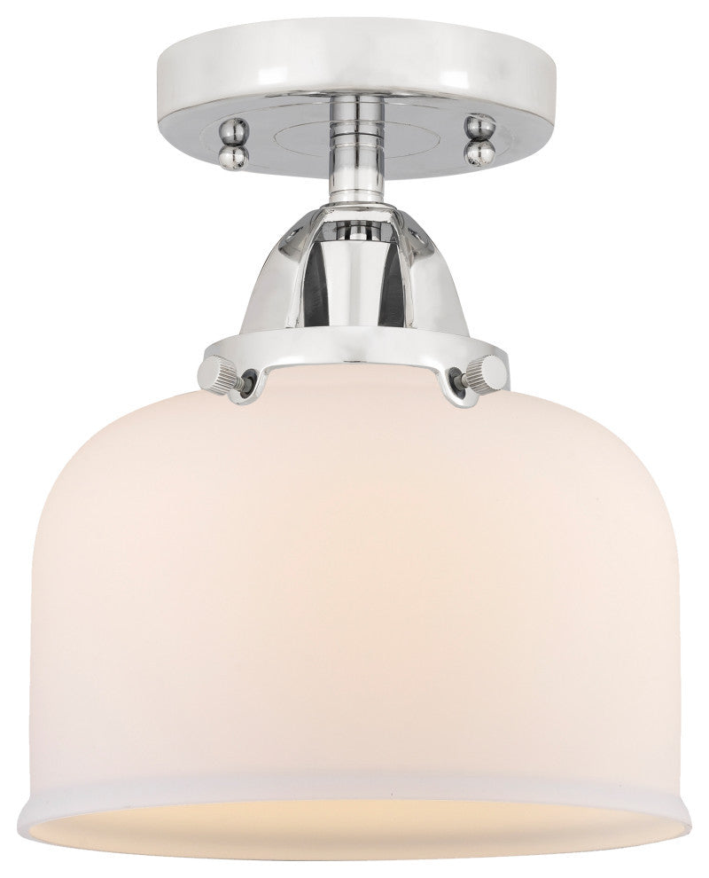 Large Bell Semi-Flush Mount, Polished Chrome, Matte White, Matte White