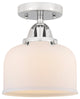 Large Bell Semi-Flush Mount, Polished Chrome, Matte White, Matte White