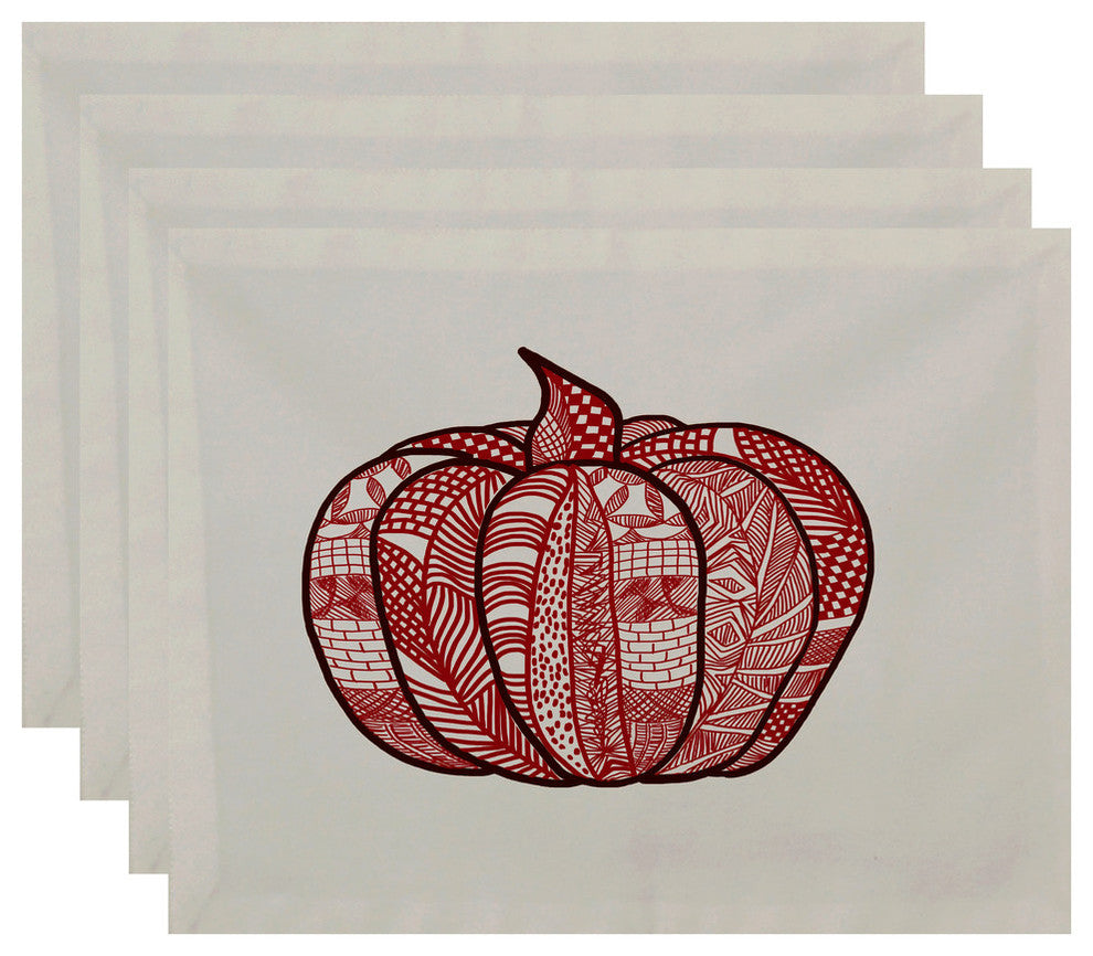 Pumpkin Patch Geometric Print Placemat, Set of 4, Red