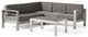 Crested Bay Outdoor Aluminum 5 Seater Sectional Sofa Set with Sunbrella Cushions, Silver/Gray