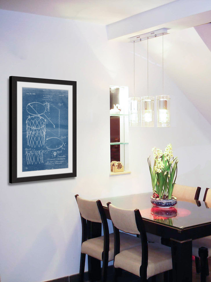 "Basketball Hoop 1925 Blueprint" Framed Painting Print