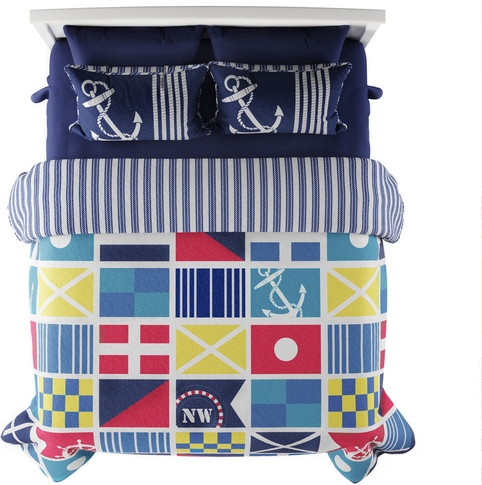 Lavish Home Mariner Nautical Quilt Set, Twin Xl