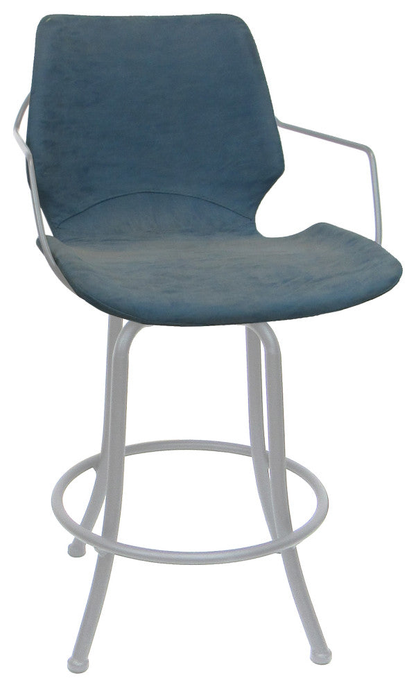 Swivel Metal Counter 26" 30" or 34" Bar Stool - Asheville, Blue - White, 34"