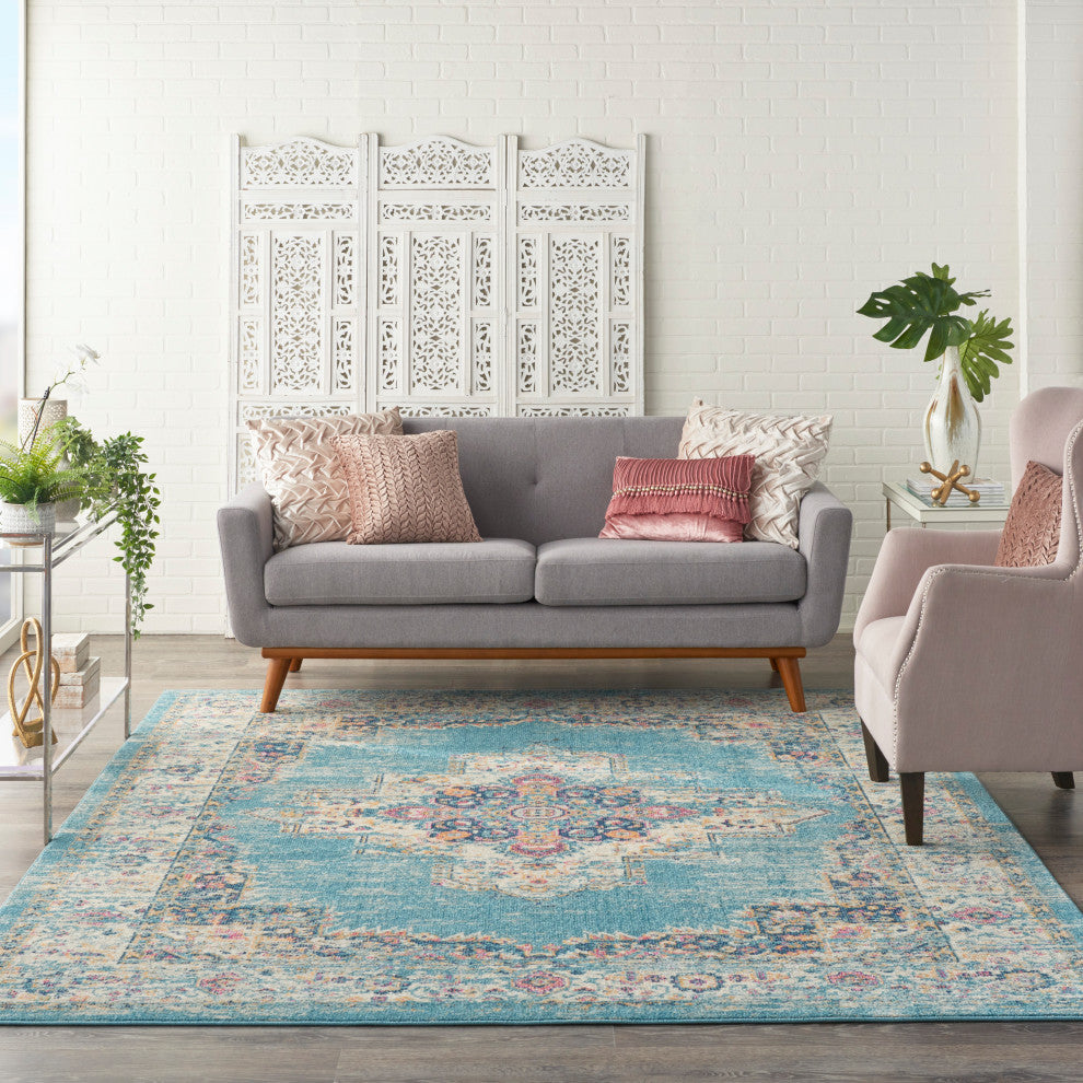 Nourison Passion 9' x 12' Light Blue Bohemian Indoor Area Rug