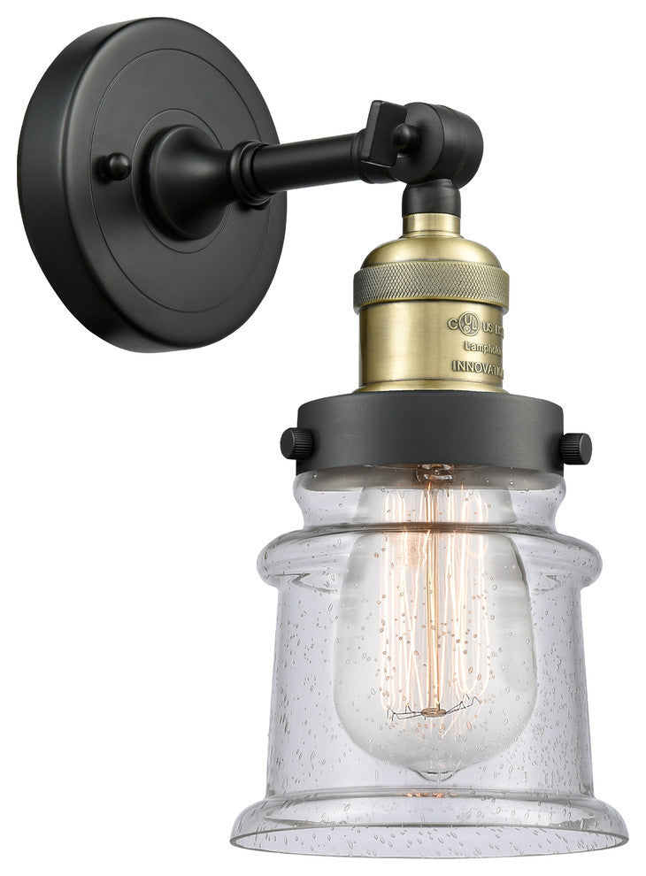 Small Canton 1-Light Sconce, Black Antique Brass, Seedy