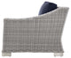 Lounge Sectional Sofa Chair Table Set, Rattan, Gray Blue Navy, Outdoor