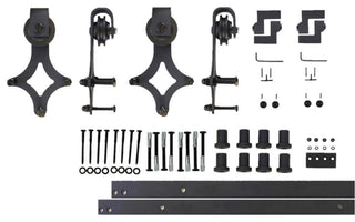Sliding Barn Door Hardware for Double Door, Diamond Design, 10'