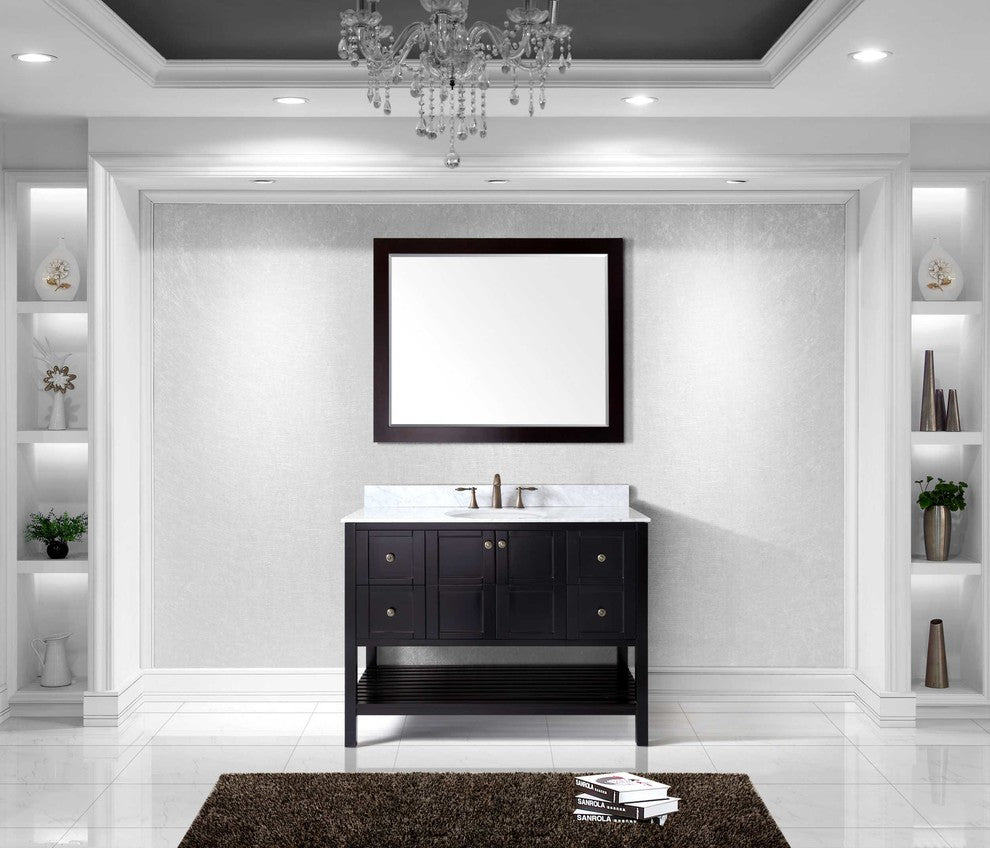 Winterfell 48" Single Bathroom Vanity Set Espresso, Marbel Countertop