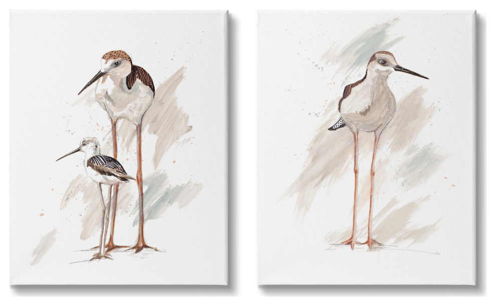Sandpiper Bird Family Sunny Beach Coastal Bird , 2pc, each 24 x 30