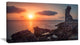 "African Ancient Ruins At Seashore" Oversized Beach Canvas Artwork, 32"x16"