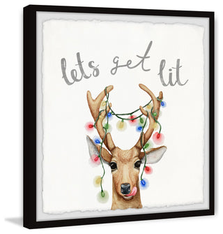 "Light-Up Antlers" Framed Painting Print, 24x24