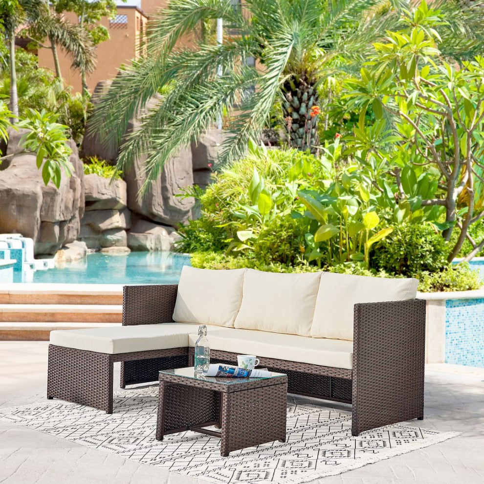 Manhattan Comfort Menton Steel Rattan 2-Piece Patio Set