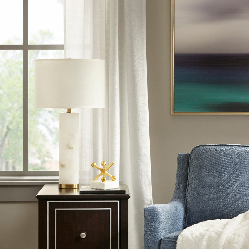 Ink+Ivy Prague Alabaster Table Lamp White/Gold
