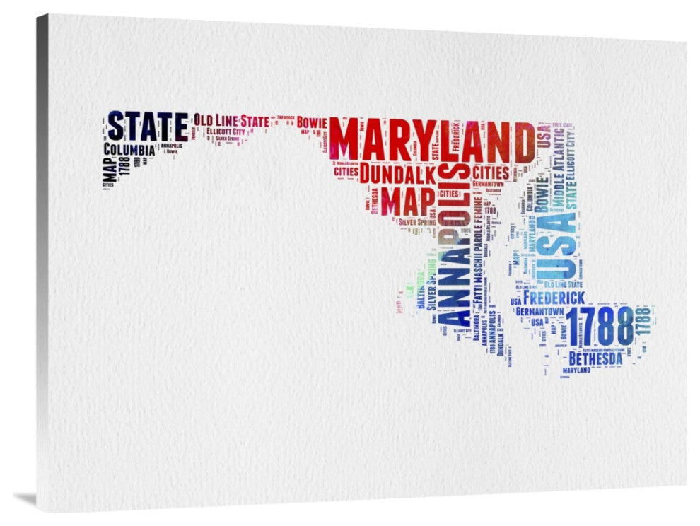 "Maryland Watercolor Word Cloud" Fine Art Print