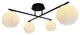 Kinich 12 in. 4-Light Black Semi Flush with White Glass Globes
