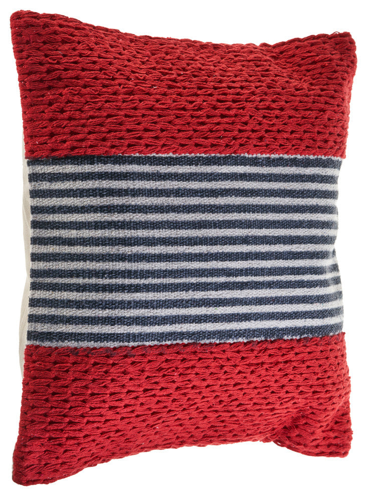 Red Nautical Striped Throw Pillow