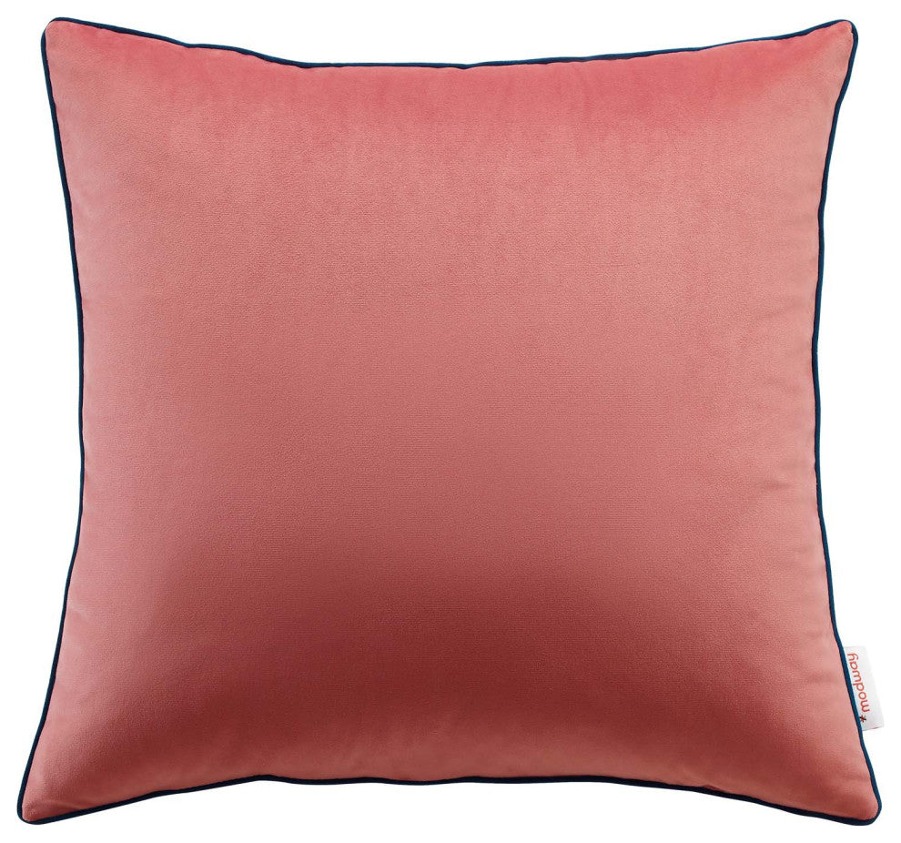 Accentuate 20" Performance Velvet Throw Pillow, Blossom Navy
