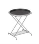 End Table With Magazine Rack, Black Tempered Glass