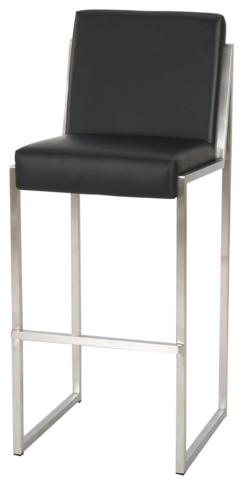 GDF Studio Velica Black Leather Bar Stools, Set of 2