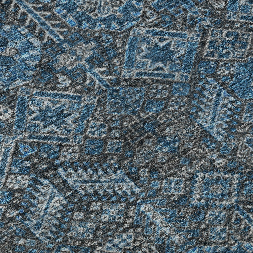 Premium Machine Washable Mayfield AMF574 Blue 9'' x 12'' Rug