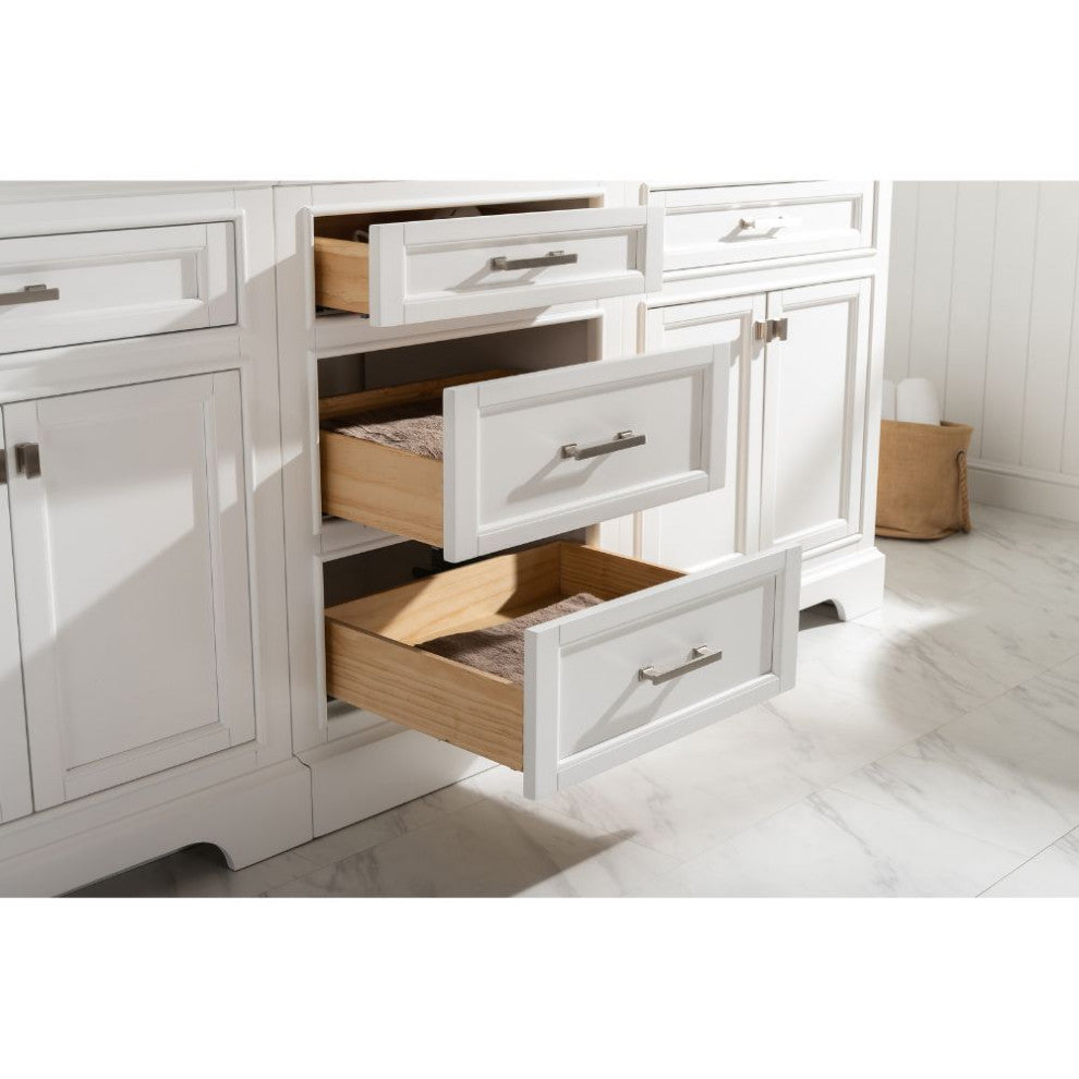 Milano Transitional White 96" Double Sink Bathroom Vanity Modular Set