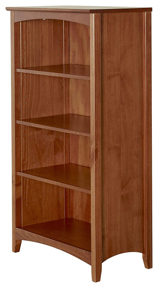 Traditional Bookcase, 4 Open Shelves With Closed Back, Brown