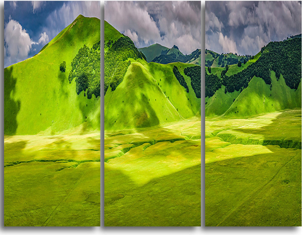 "Mountains in Castelluccio Panorama" Metal Wall Art, 3 Panels, 36"x28"