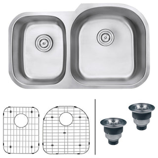 Ruvati RVM4605 Undermount 16 Gauge 34" Right Configuration Double Kitchen Sink
