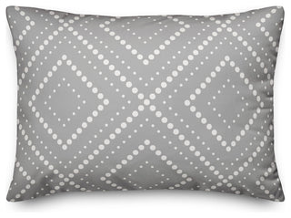 Gray and White Dotted Diamond 14x20 Lumbar Pillow
