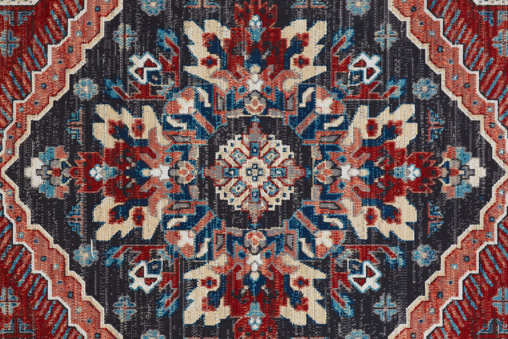 Weave & Wander Kezia Rug, True Red/River Blue, 7ft-9in x 10ft-6in