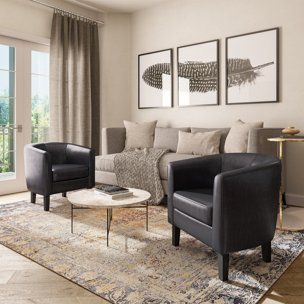 Modern Club Chair Barrel Design, Black
