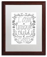 Elizabeth Caldwell 'Unique Child of God' Art, Wood Frame, White Mat, 16x20
