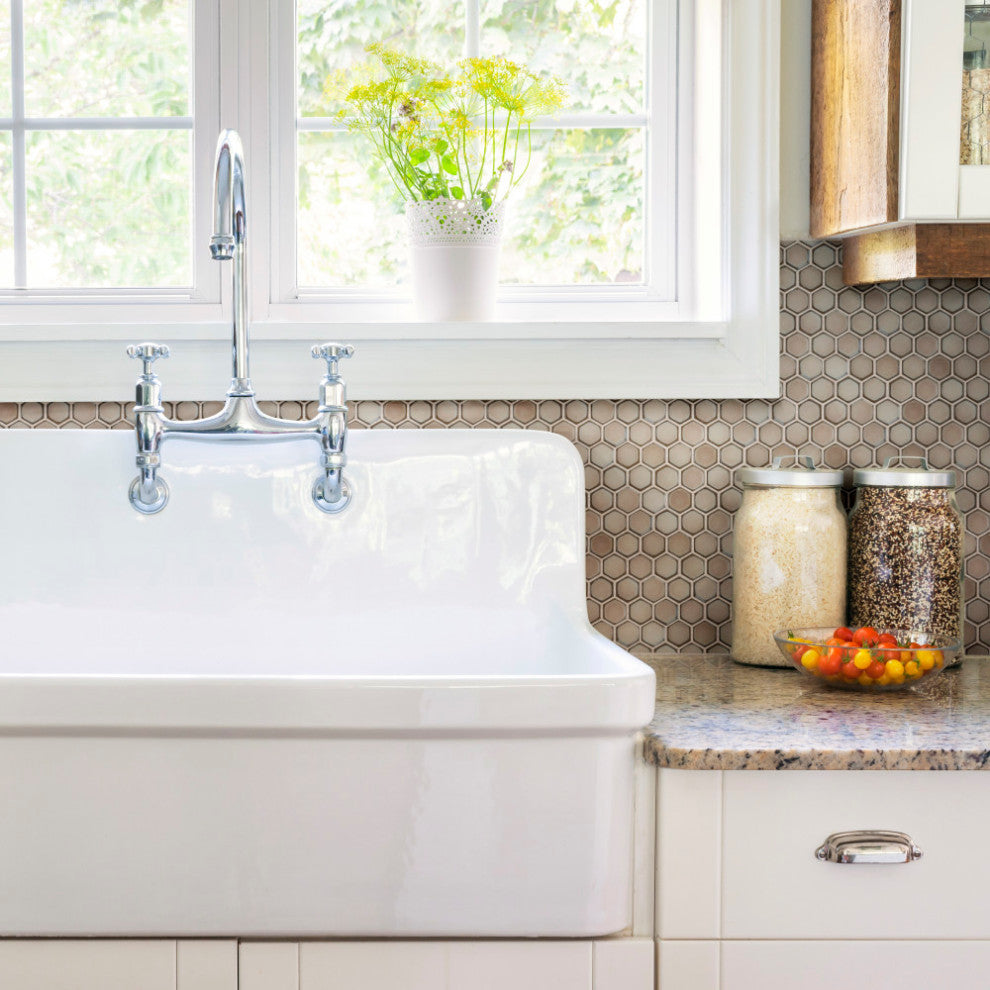 Hudson 1" Hex Truffle Porcelain Floor and Wall Tile