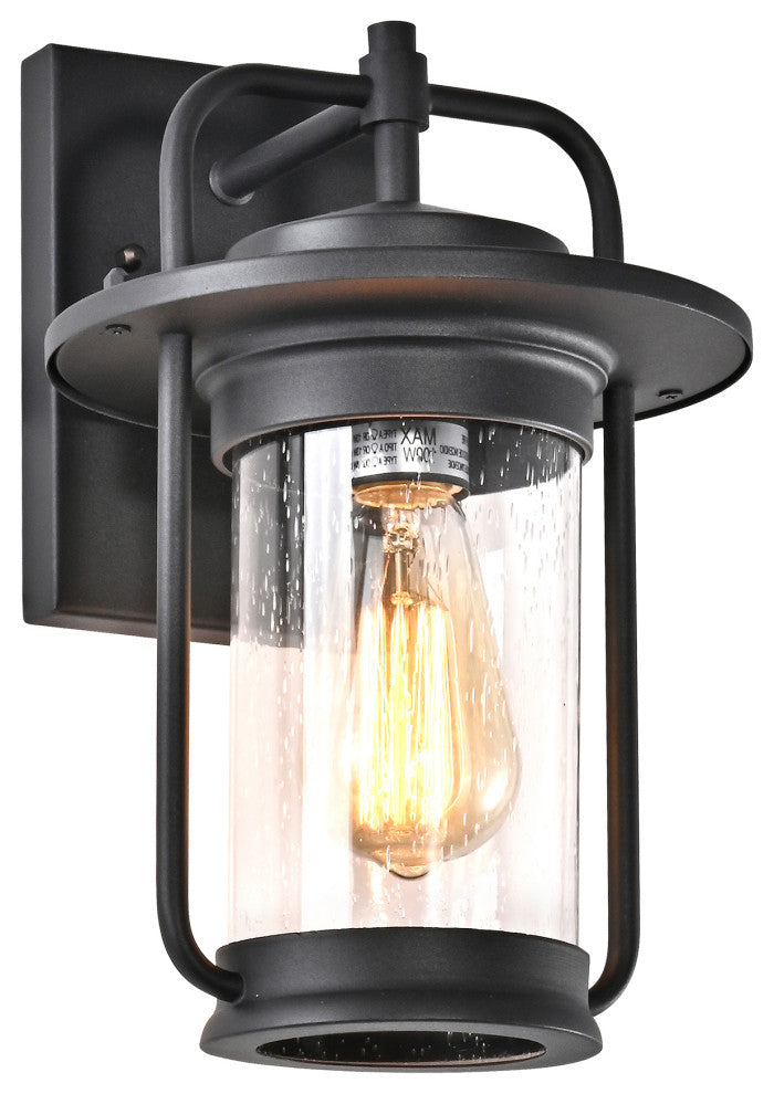 CHLOE Lighting Jeffrey Transitional 1-Light Textured Black Outdoor Wall Sconce