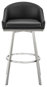 Armen Living Eleanor 26" Swivel Faux Leather Counter Stool in Black