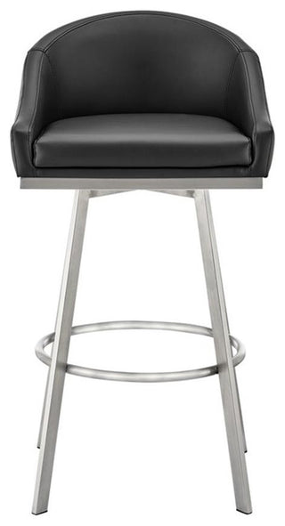 Armen Living Eleanor 26" Swivel Faux Leather Counter Stool in Black