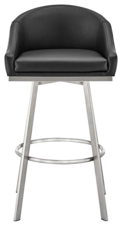 Armen Living Eleanor 26" Swivel Faux Leather Counter Stool in Black