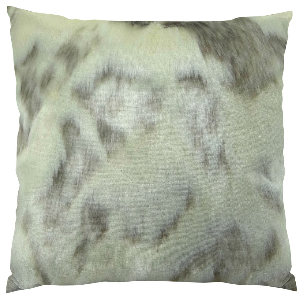 Plutus Ivory Rabbit Fur Handmade Throw Pillow, (16" x 16")