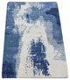 Ivory/Denim Blue 100% Wool Hand Knotted Modern Abstract Design Rug, 2'0"x3'0"