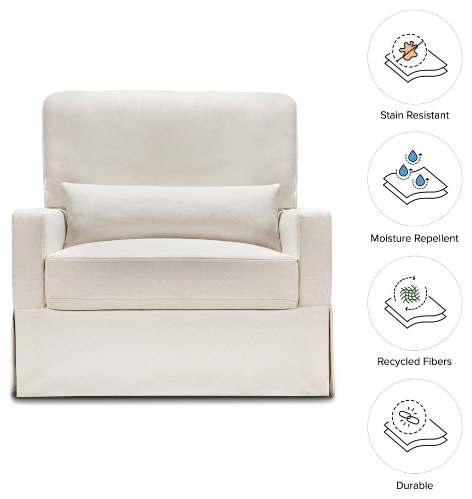 Crawford Pillowback Chair and a Half Comfort Swivel Glider, Performance Cream Eco-Weave