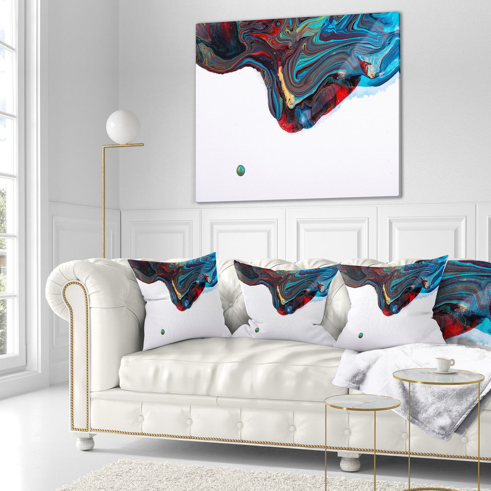 Multi Color Abstract Acrylic Paint Mix Abstract Throw Pillow, 16"x16"