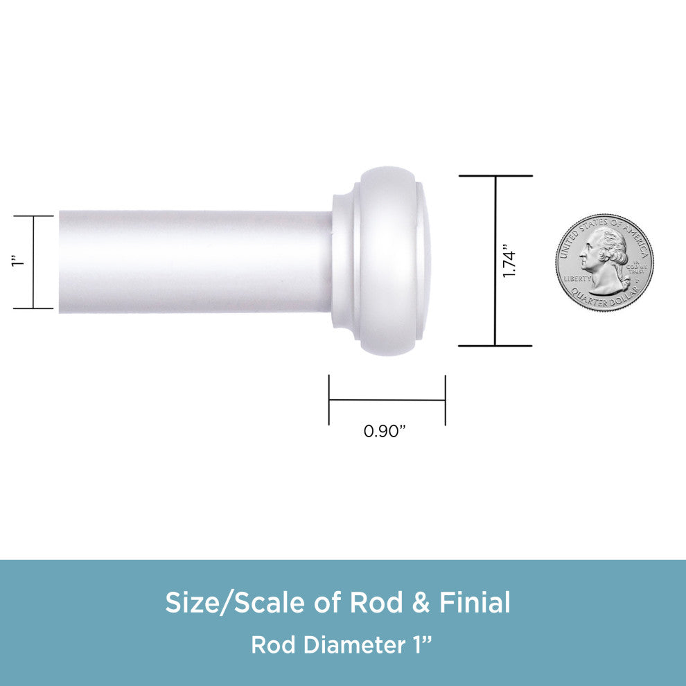 KenneyÂ® Weaver 1" Premium Decorative Window Curtain Rod, Satin Nickel, 90-130