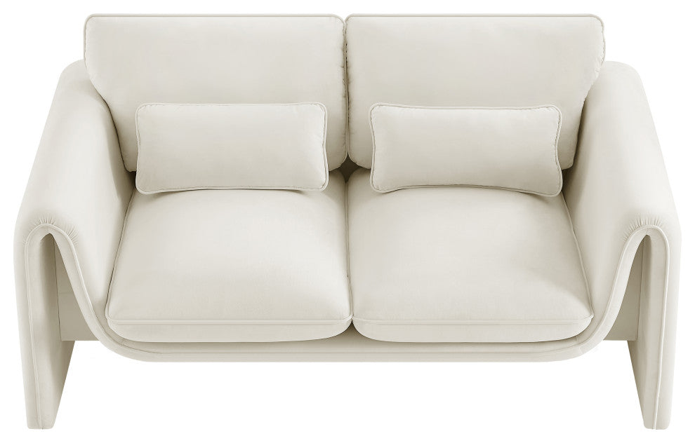 Sloan Cream Velvet Fabric Loveseat