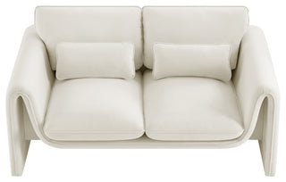 Sloan Cream Velvet Fabric Loveseat