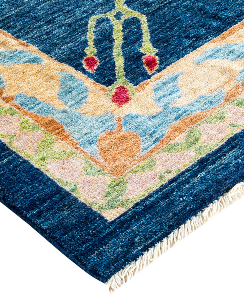 Arts and Crafts, One-of-a-Kind Handmade Area Rug Blue, 19'6"x11'6"