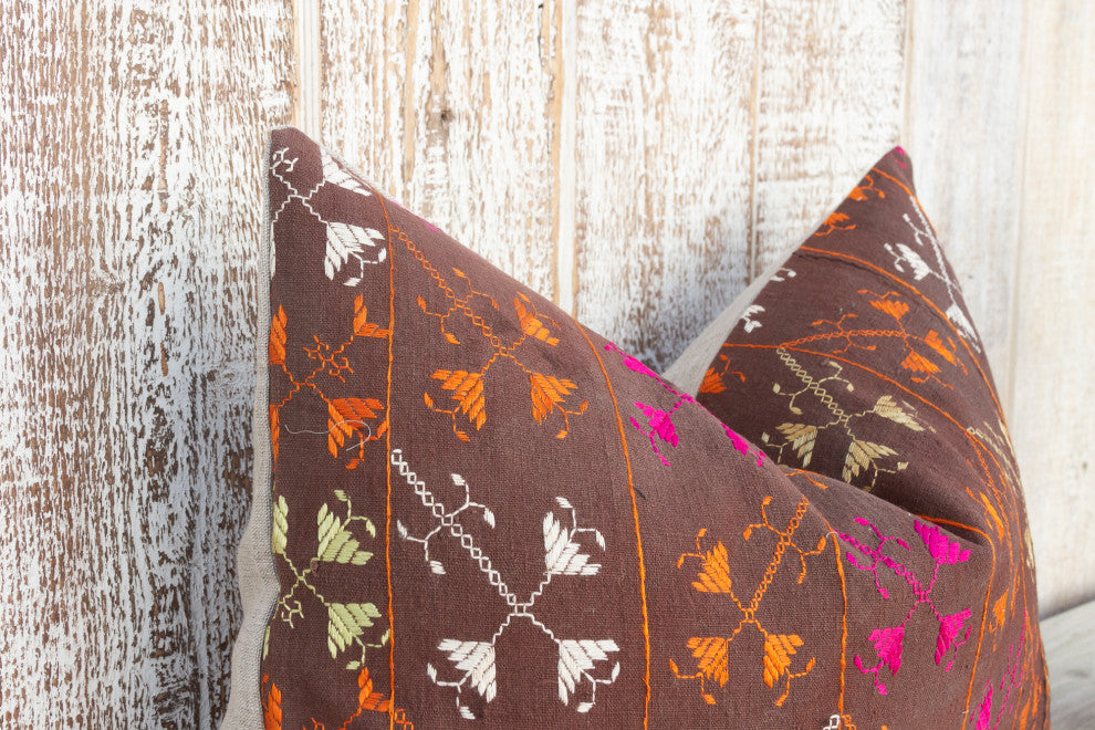 Shri Antique Indian Folk Lumbar Pillow