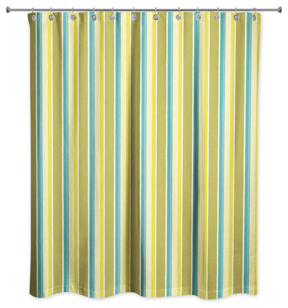 Stripes in Green Shower Curtain